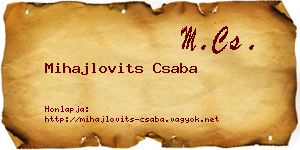 Mihajlovits Csaba névjegykártya