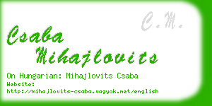 csaba mihajlovits business card